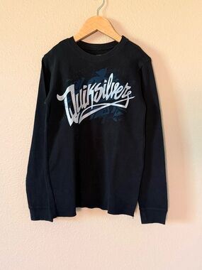 Quiksilver Black Long Sleeve Tee with White Logo